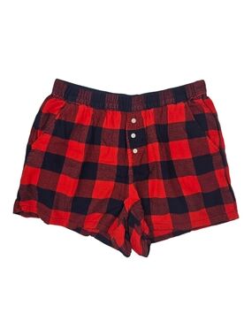 Aerie Buffalo Plaid Sleep Shorts Red Black Flannel Pajama Lounge Shorts Women M